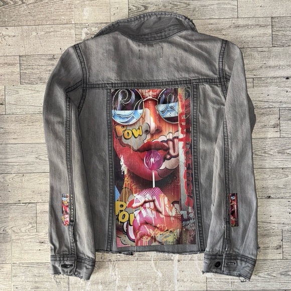 Vintage Youth, Custom, Pop Art, Distressed Fitted Jean Jacket - Picture 5 of 16